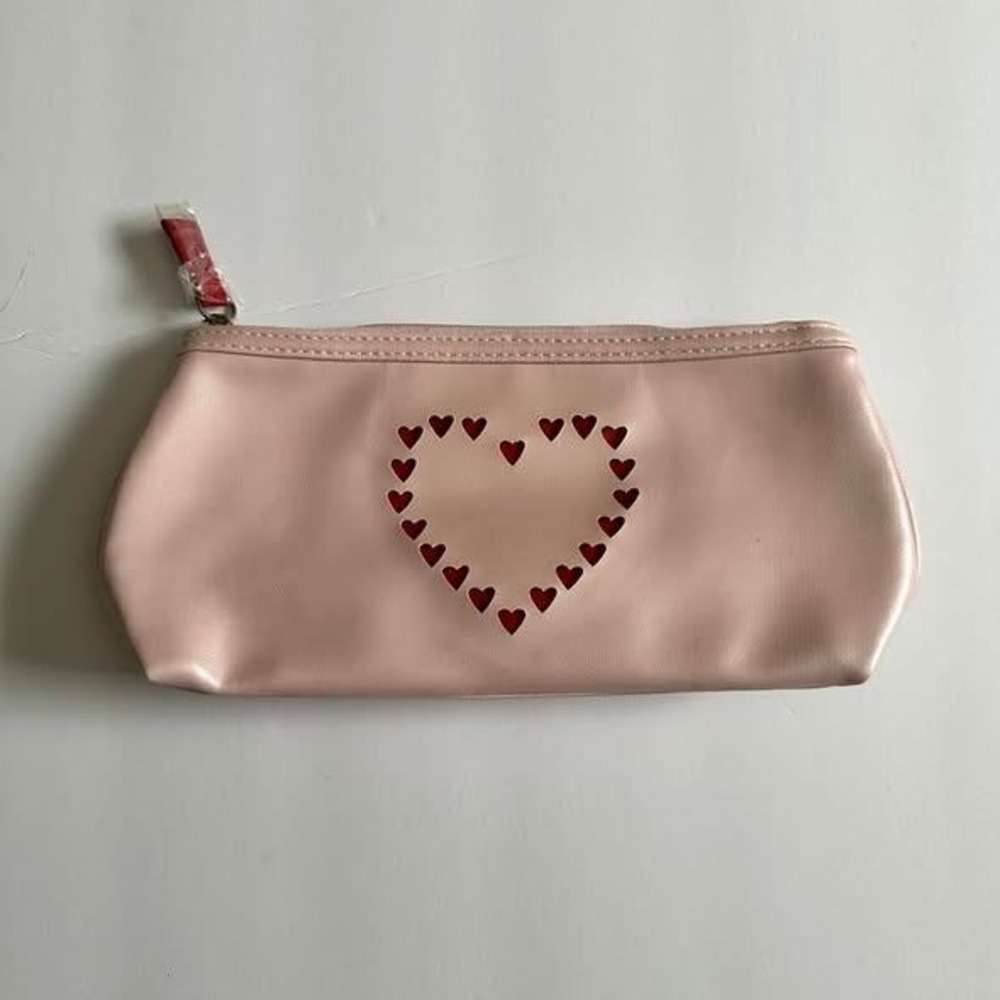 VINTAGE‎ AVON Pink Heart Laser Cut Makeup Bag Valentine's Day